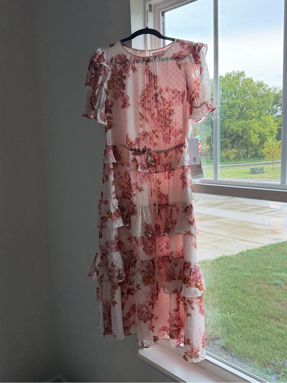 Rachel Parcell Pink Floral Tiered Midi Dress
